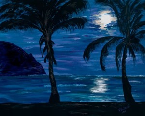 "Hanalei Moon"  Acrylic painting by Merna Joan Watta