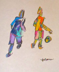 "On the Soccer Field"   Mixed Media by Paloma Field, 1st place grade 6