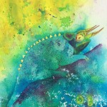 "Chameleon" watercolor by Julie McCue