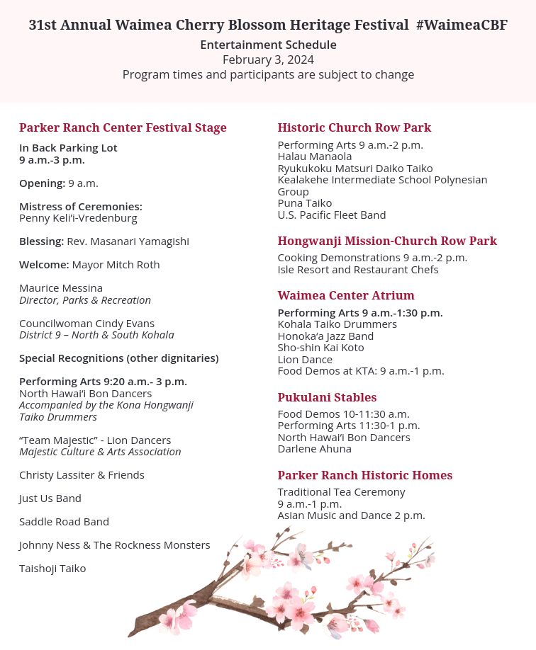 Waimea Cherry Blossom Heritage Festival