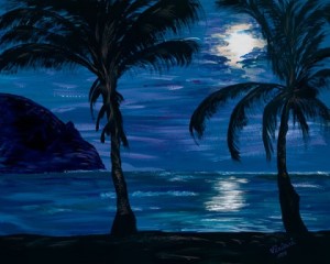 "Hanalei Moon" Acrylic painting by Merna Joan Watta