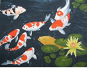 "Koi Pond", Acrylic by Merna Joan Watta