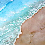 "Footprints in the Sand" Watercolor by Julie McCue